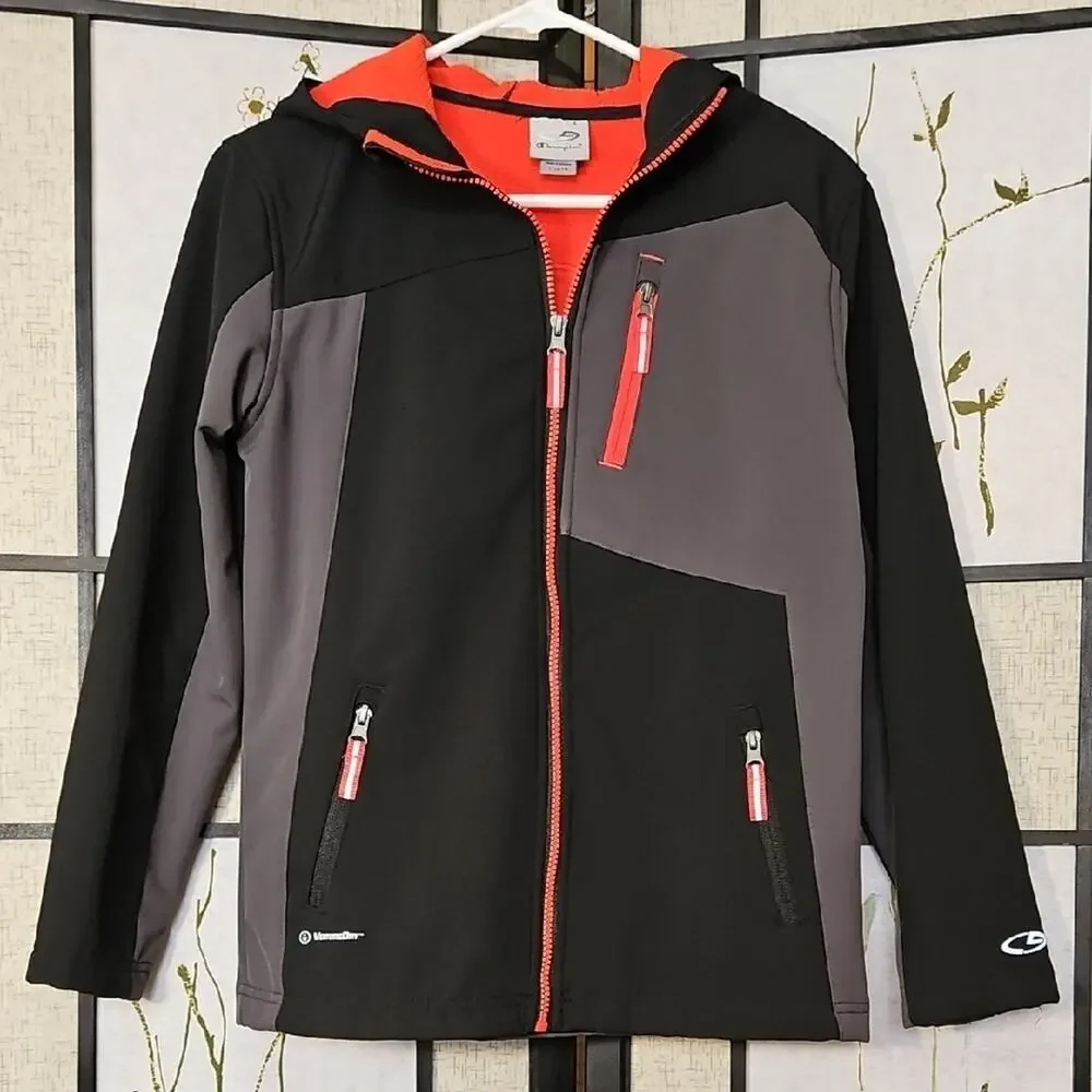 Champion Black and Gray Sporty Raincoat with Hood